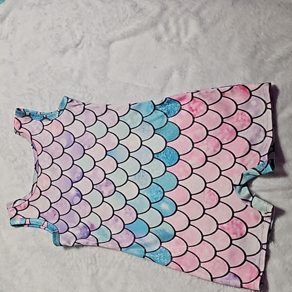 Size Mermaid scale print leotard